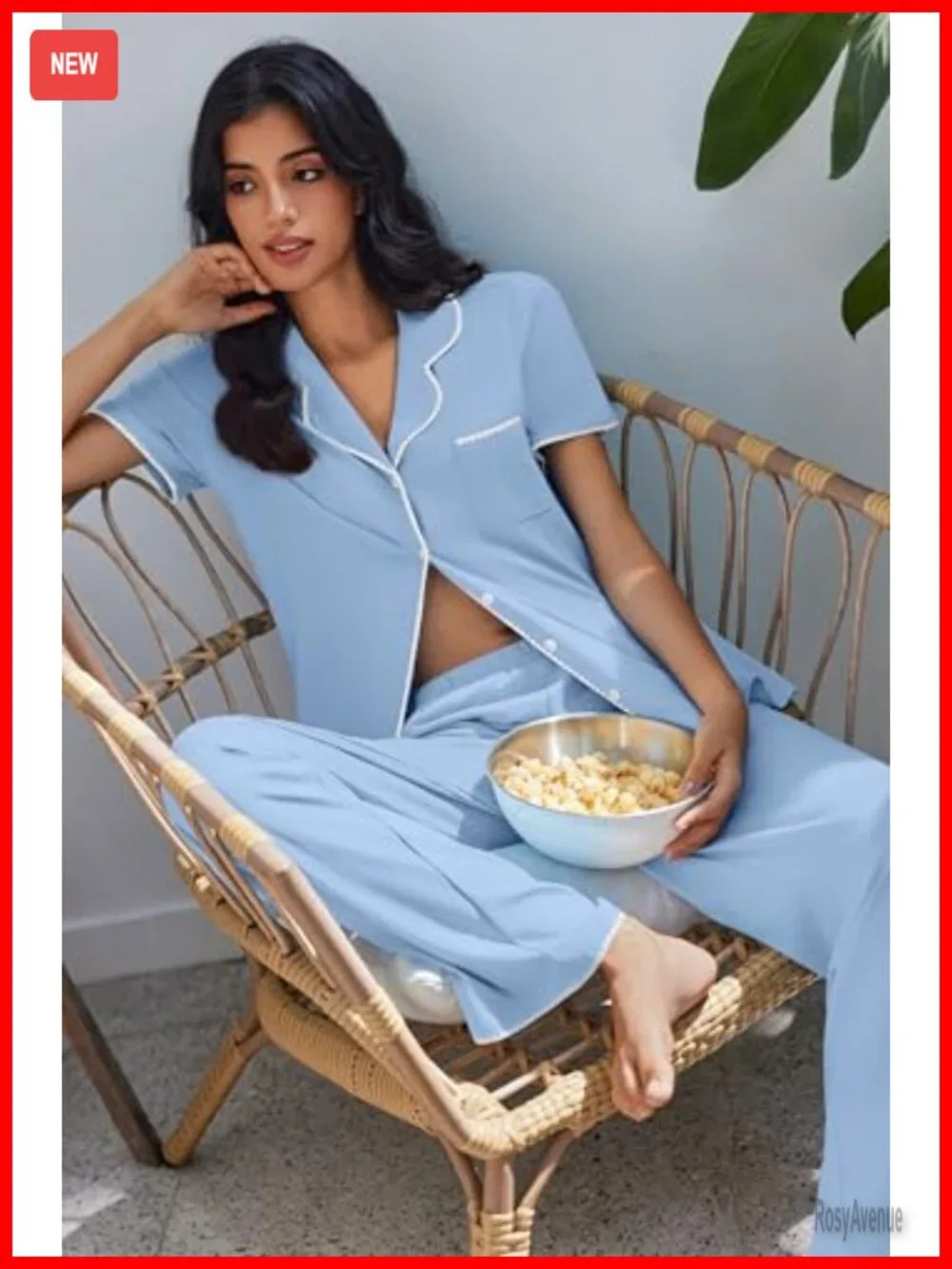 Scallop Trim Short Sleeve Pajama Set